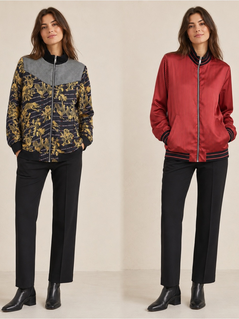 Scotch & Soda Reversible Satin Bomber Jacket Red Print Size S NWOT
